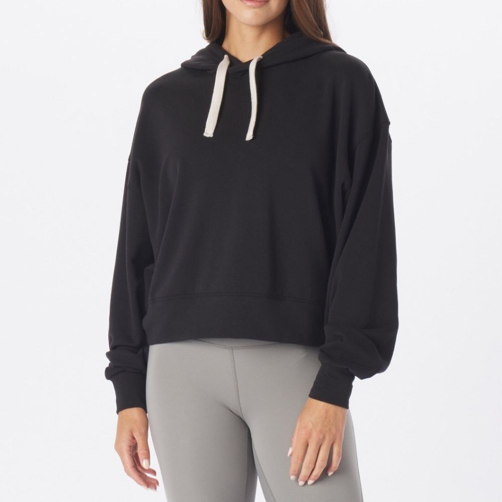 Glyder Hoodie 1/4 Zip Black Size XL Oversized Plush Fleece Cropped Ai-2684